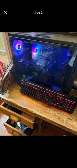 Gaming pc with monitor mouse and keyboard
