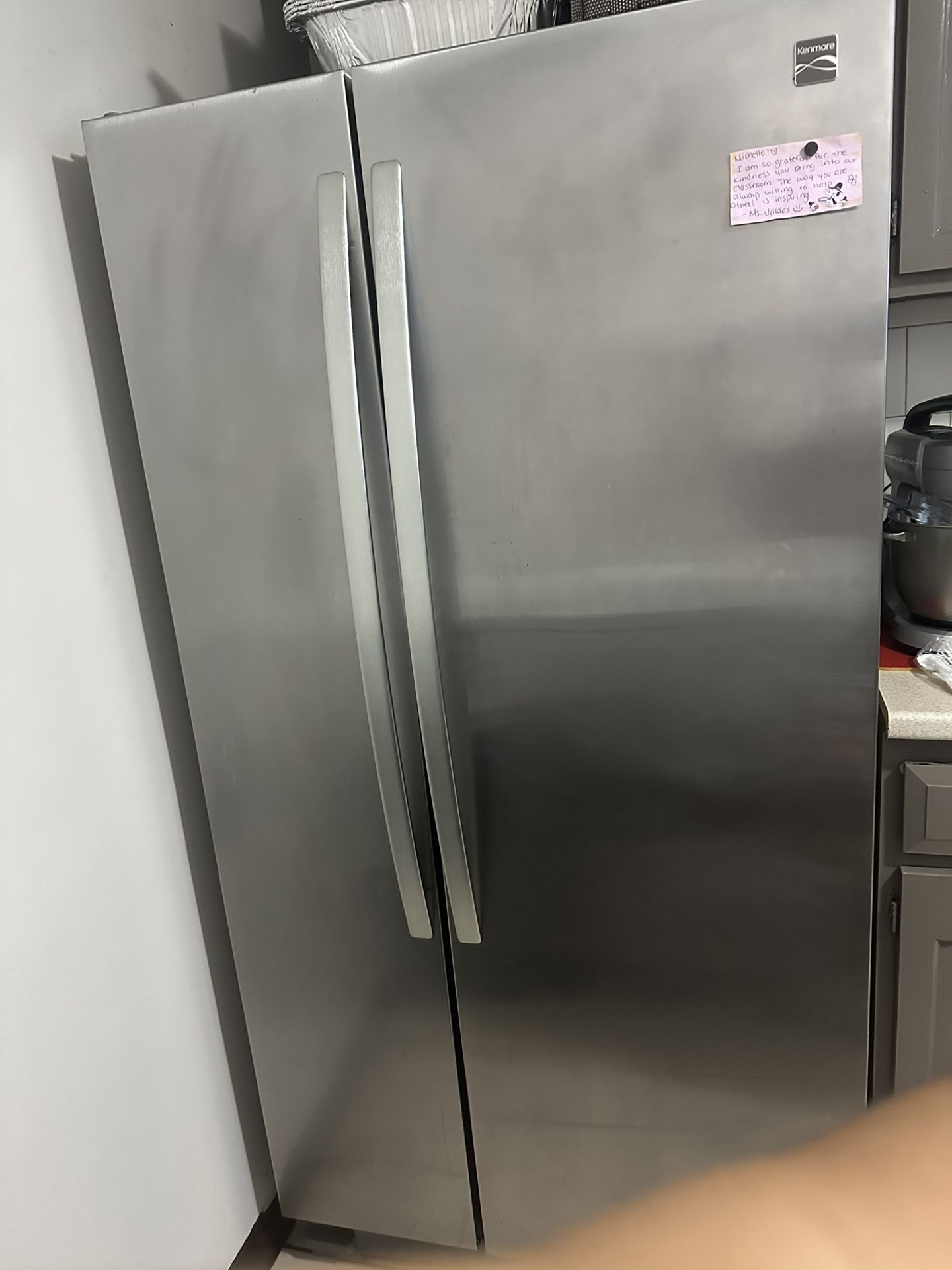 Kenmore Stainless Steel Refrigerator – $100