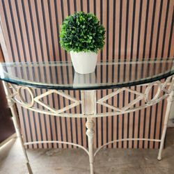 LIKE NEW - Half Circle Glass Top Console Table / Entry Table