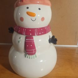 Large Ceramic Snowman Cookie Jar