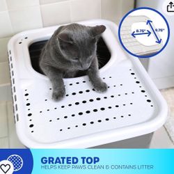 Petmate Top Entry Litter Cat Litter Box With Filter Lid To Clean Paws