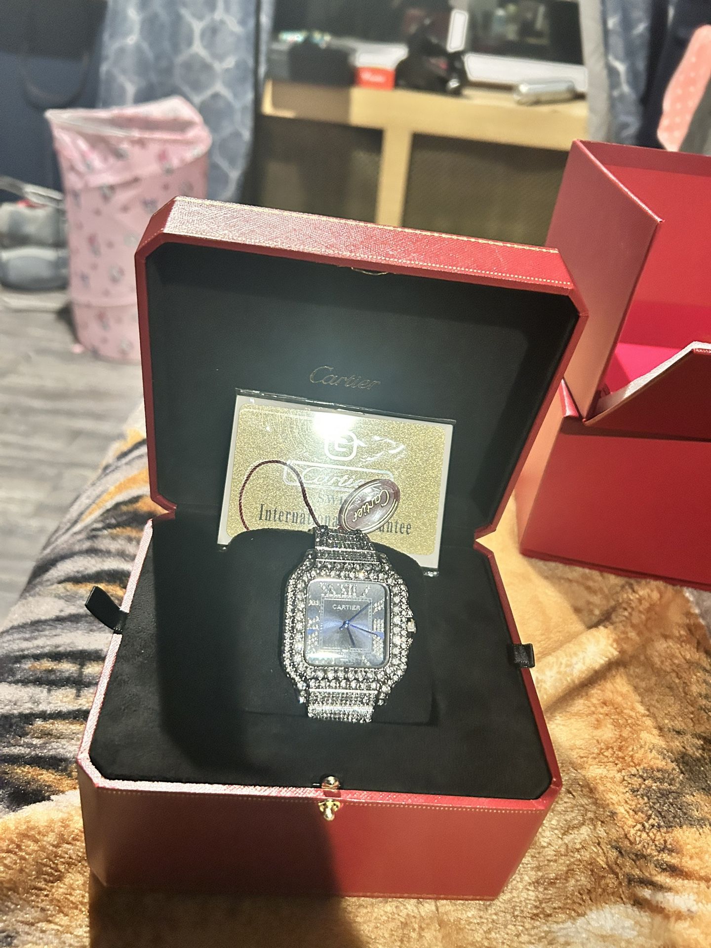 Cartier Santos Diamond Watch Silver