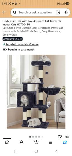 Heybly Cat Tree with Toy, 43.3 inch Cat Tower