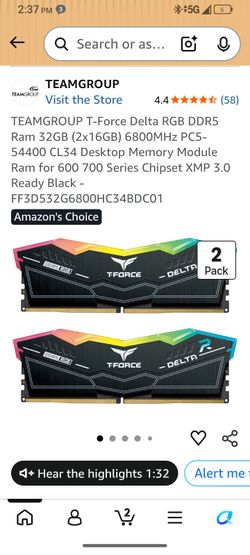 TeamGroup T-Force Delta RGB DDR5 32GB RAM Kit