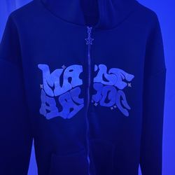 Letter Print Jacket Casual Long Sleeve Loose Sweatshirt with Pocket Men L Size