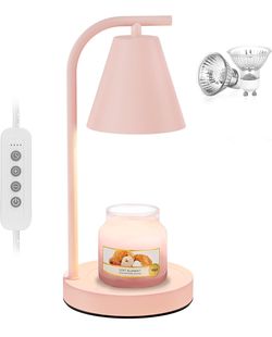 Pink Candle Warmer, Candle Warmer Lamp with Timer，Electric Candle Lamp Warmer for Scented Wax with 2 Bulbs，House Warming Gifts New Home&Gifts for Wome