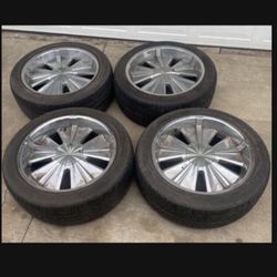 4 X 285/45r22 6x5.5 6x139.7 Chrome Yukon Tahoe Escalade Lexus Gx470 Gx460 Rims Wheels Tacoma 4Runner Tires!!!!!!!!!