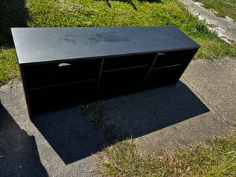 Black TV Stand with Open Shelves