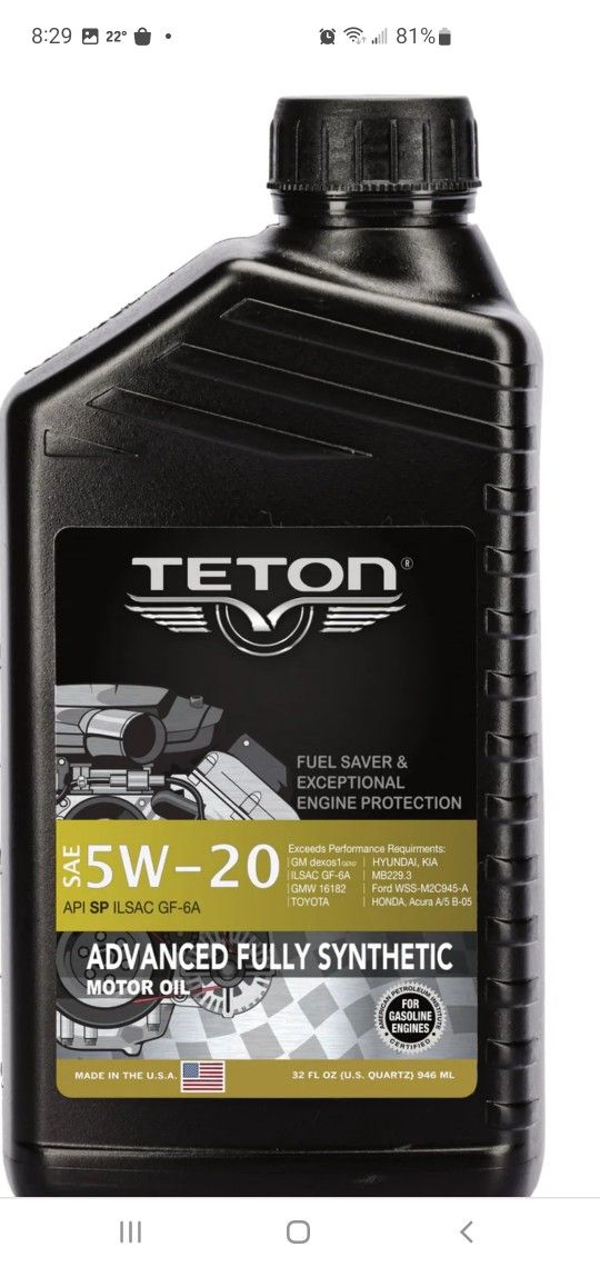 Special Price Motor Oil 5w20 Full Synthetic Case 12QT High Quality Available