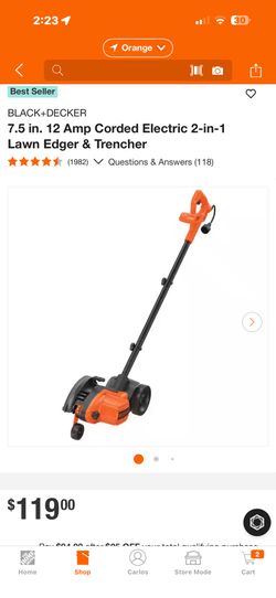 BLACK+DECKER 7.5 in. 12 Amp Corded Electric 2-in-1 Lawn Edger & Trencher Brand New $85