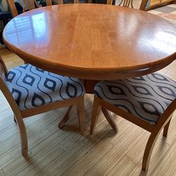All wood round table set
