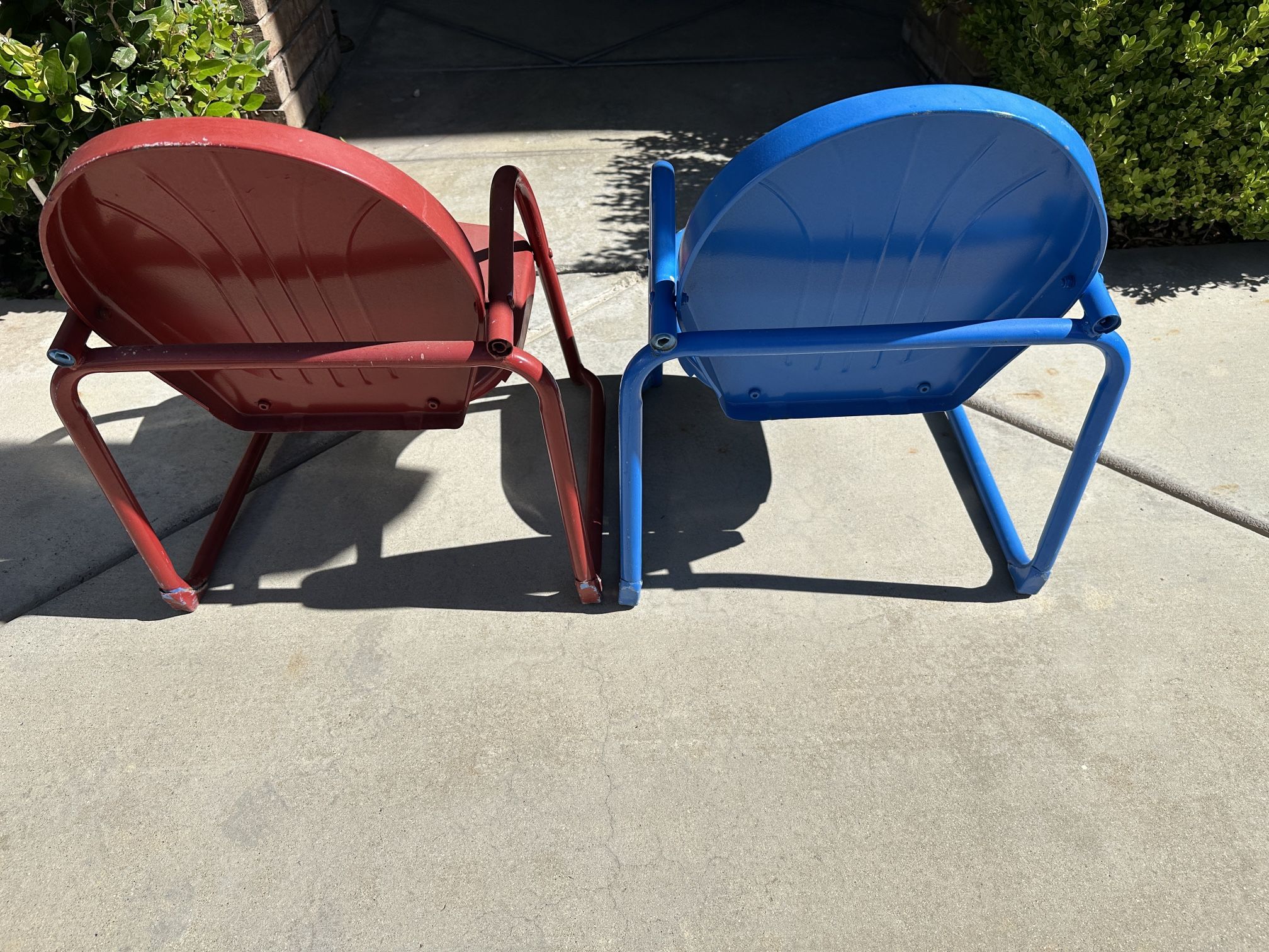 Child’s Youth Toddler Metal Lawn Chair Set Pair Red & Blue Tulip Design