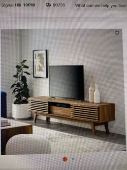 70” TV Stand walnut wood with storage