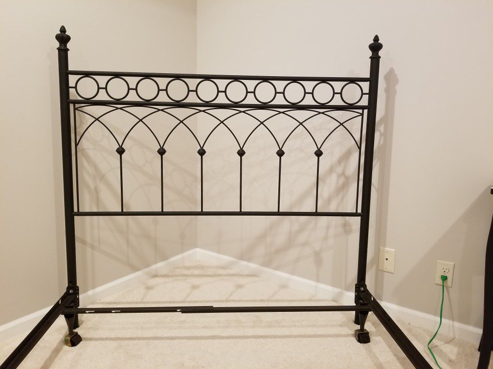 FULL size black metal headboard with frame