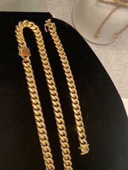 Chain And Bracelet 18k GP CUBAN-LINK STYLE