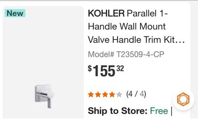 Kohler Parallel 1-Handle Wall Mount Valve Trim Kit