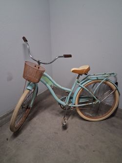 Vintage Mint Green Cruiser Bike with Basket – Rustic Patina – Rides Great
