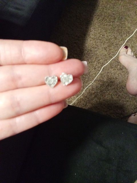 14kt Gold Back Heart Shaped With Real Diamonds