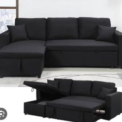 Black Sectional Sofa Bed With Storage !! Reversible 