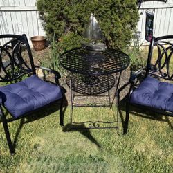 Three Piece Outdoor Table Set With Cushions