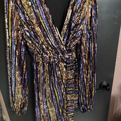 Size Large Multicolor Sequins Dress New 