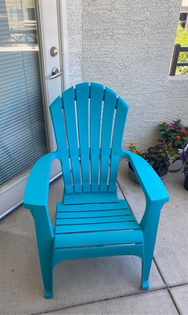 Teal Adirondack heavy duty plastic patio lawn chair for