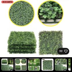  20x20" Artificial Boxwood Wall Hedge Mat Plant Panels Outdoor Grass Fence