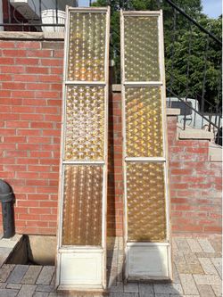 MCM 1970s Amber Bottle Glass Bullseye Panels