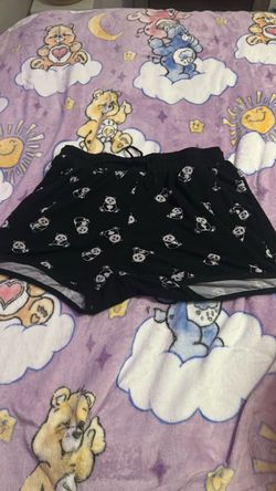 Black Panda Print Pajama Shorts