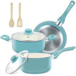 Pots and Pans Set, 7 Piece Nonstick Ceramic Cookware Set, Induction Kitchen Cookware Sets, Pots and Pans Non Stick with Stay Cool Handle, 100% PFOA Fr