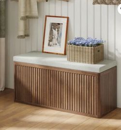 Shoe Storage Bench with Cushion - Color Walnut