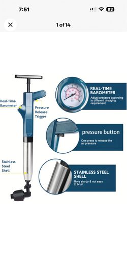 Toilet Plunger Kit, High Pressure Air Drain Cleaner, Toilet Clog Remover