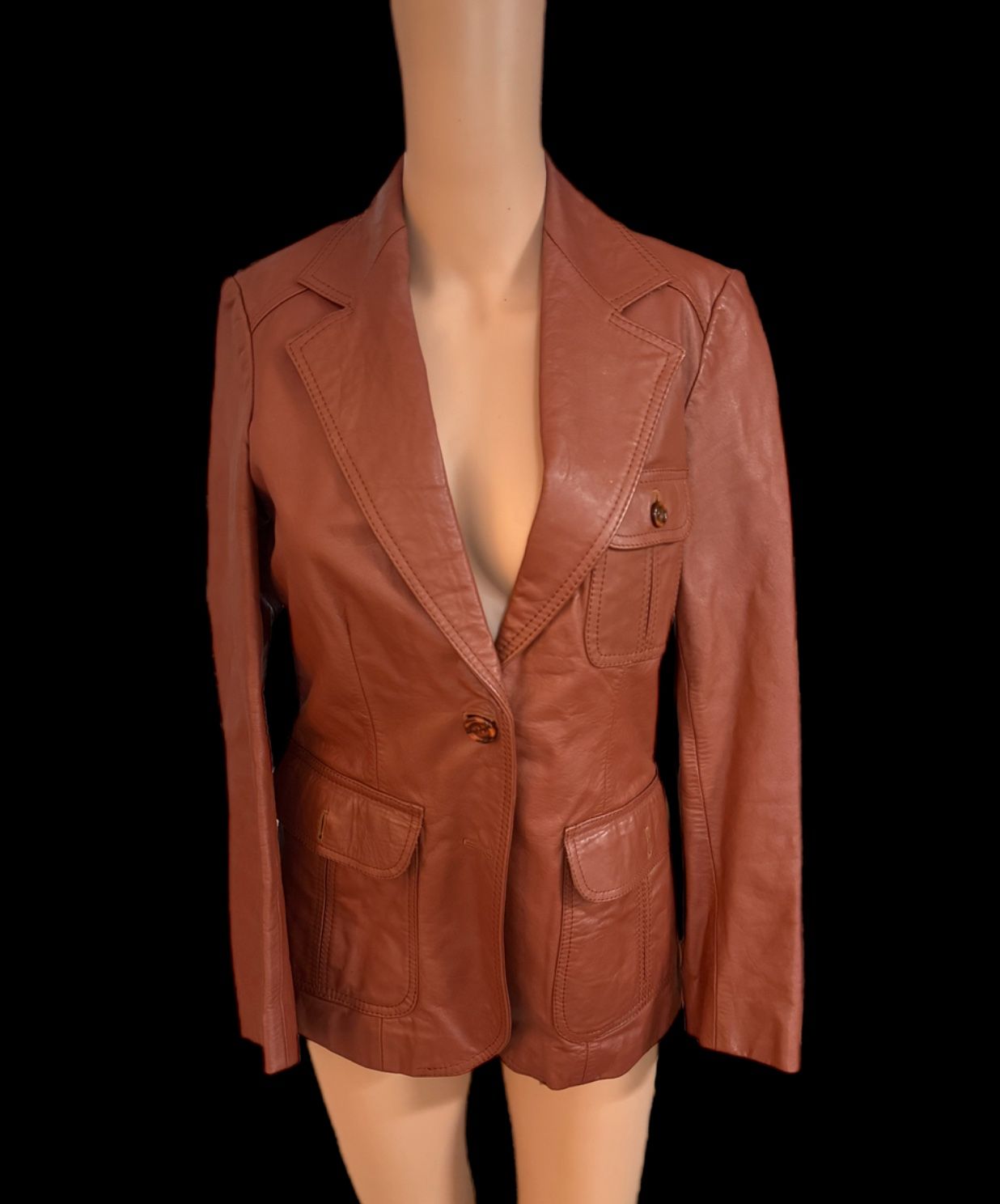 VTG Hides At Alexanders Jacket Women Red Leather Made in Brazil Size 8