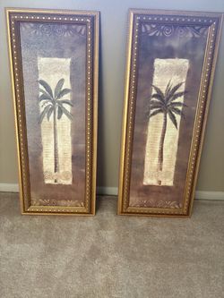 Framed Palm Tree Wall Art Set of 2