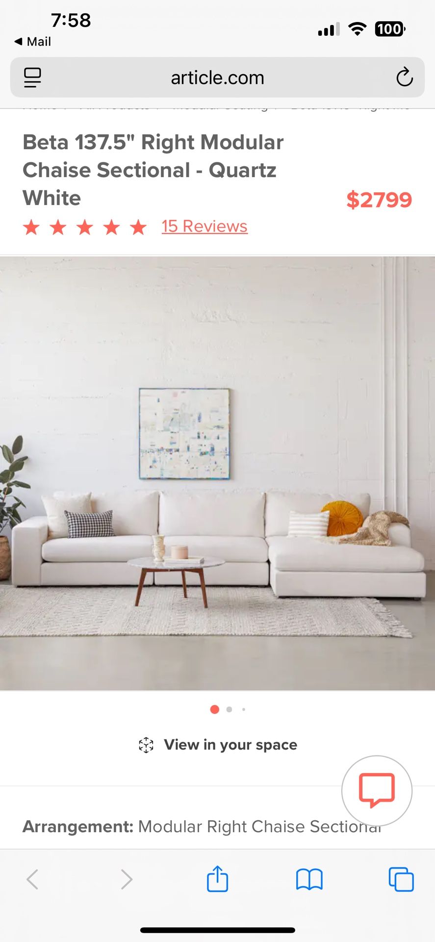 Beautiful White Couch