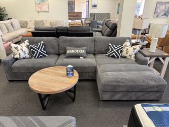 Gray Corduroy Sectional Sofa with Chaise