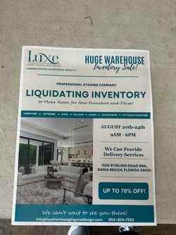 Huge warehouse inventory sale