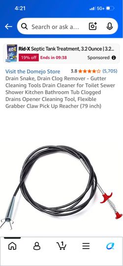 79-Inch Flexible Drain Snake Clog Remover
