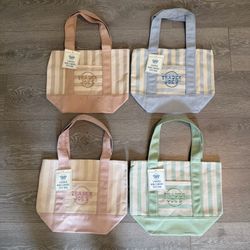 Trader Joe’s Striped Mini Canvas Tote Bags Set New