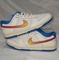 Nike Dunk Low Harlem Globetrotters HQ3613-133 White Blue Red Leather Sneaker sizeze 8.5M