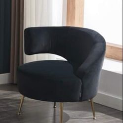 Black Accent Chair, Accent Chairs for Living Room Barrel Velvet Accent Chair, F-1