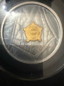 Sheriff Badge 2 ounce Silver 1 gram GOLD Gold Lucky Rips with box