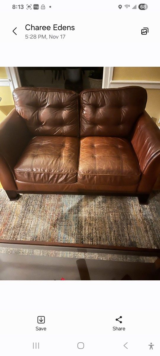 Real Leather Couch and love Seat