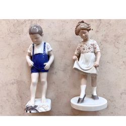 FINE PORCELAIN FIGURINES  BOY GIRL CHILDREN  DENMARK