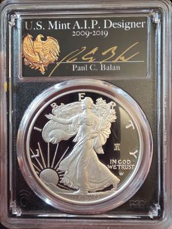 Silver Eagle w/ Liberty Bell 250 Privy First Day of Issue Signed by US Mint A.I.P. Designer 2009-2019 Paul C. Balan