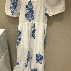JCrew Size 0 White Blue Floral Dress NWT