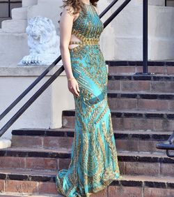 Elaborate Green Jovani Formal Gown