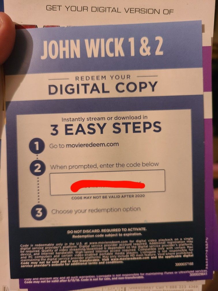 John Wick 1 & 2 Digital Codes