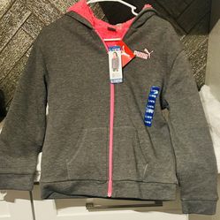 Puma Girls Zip Up Hoodie - Grey - Size L 14-16