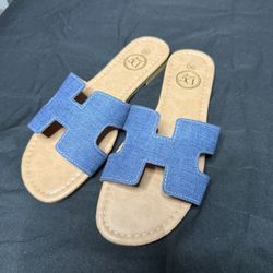 Blue Denim Slides 